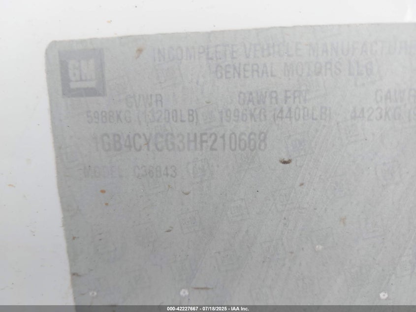 1GB4CYCG3HF210668 2017 CHEVROLET SILVERADO photo no. 9