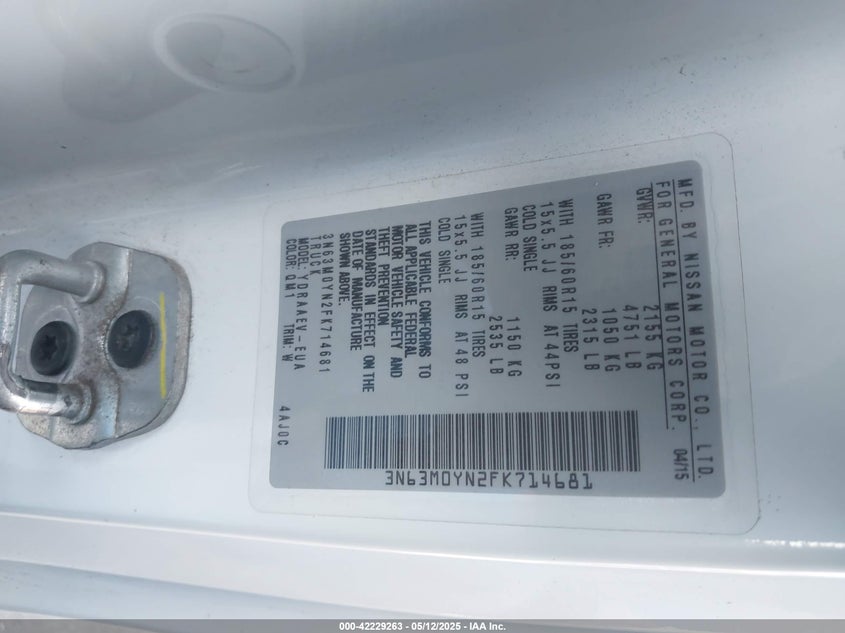 2015 CHEVROLET CITY EXPRESS 1LS - 3N63M0YN2FK714681