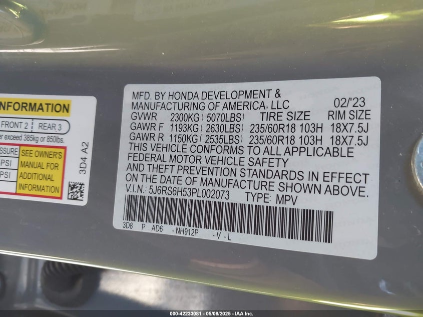 2023 HONDA CR-V HYBRID SPORT - 5J6RS6H53PL002073