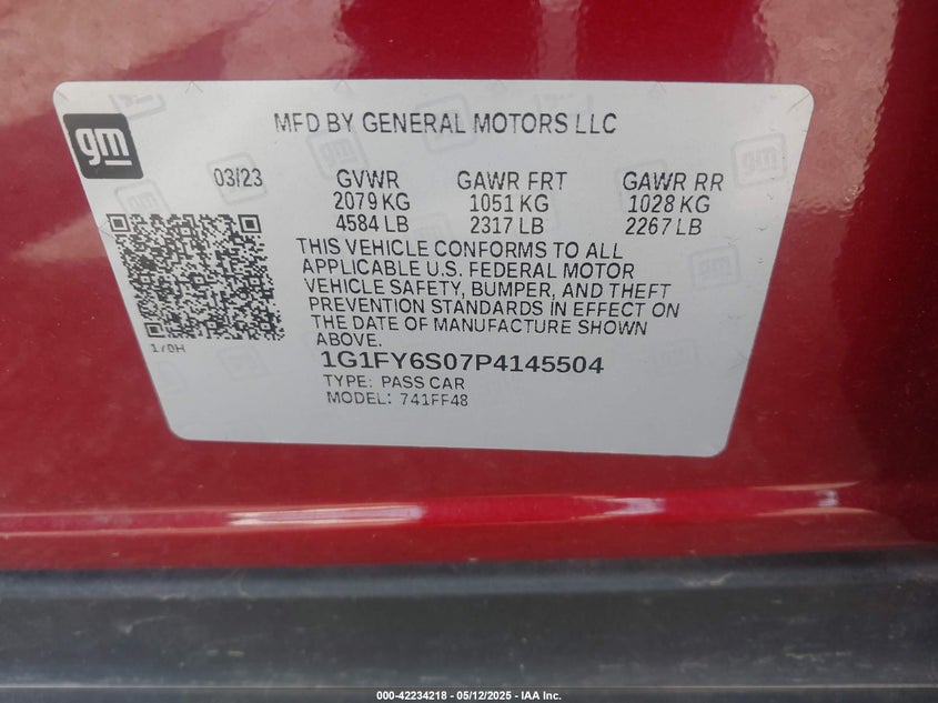 VIN 1G1FY6S07P4145504 2023 CHEVROLET BOLT EUV FWD LT