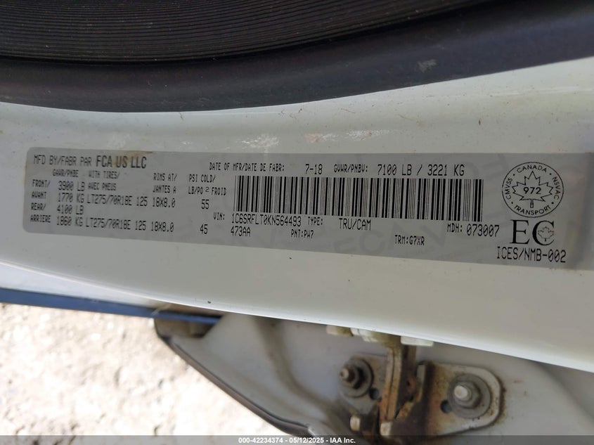 2019 RAM 1500 REBEL - 1C6SRFLT0KN564493