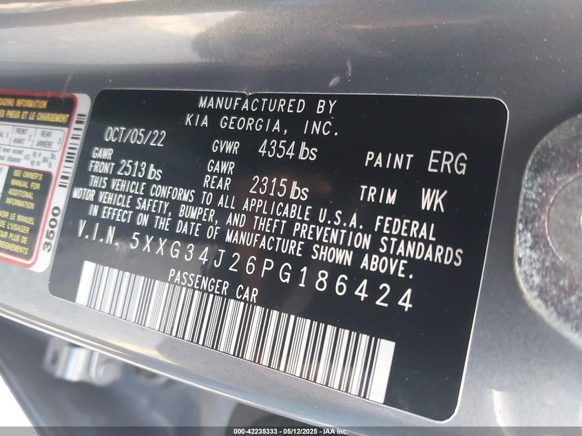 5XXG34J26PG186424 2023 KIA K5 photo no. 9
