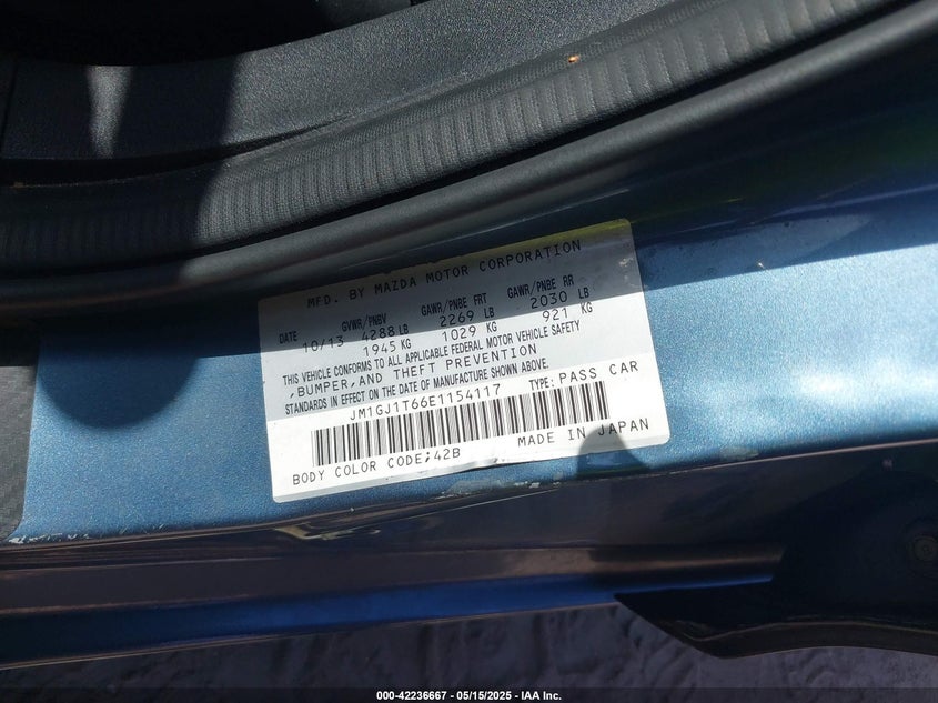 2014 MAZDA MAZDA6 I TOURING - JM1GJ1T66E1154117