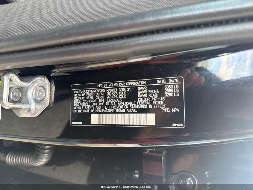 2016 VOLVO XC90 VIN: YV4A22PM2G1093365