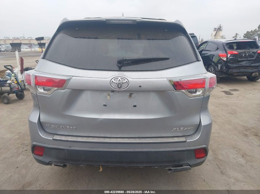 2015 Toyota Highlander Xle V6 VIN: 5TDJKRFH2FS16882 Lot: 42239568