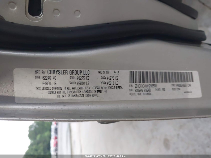 2010 Dodge Charger VIN: 2B3CA3CAXAH298588 Lot: 42241007