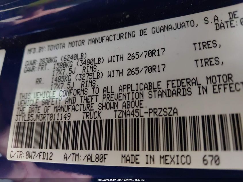 2024 Toyota Tacoma - 3TYLB5JN3RT011149