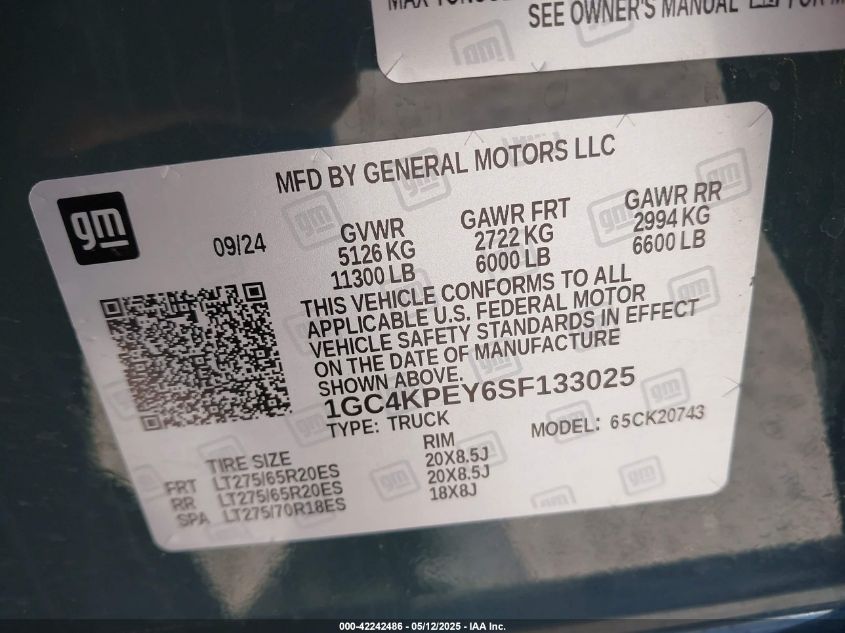 2025 Chevrolet Silverado 2500 - 1GC4KPEY6SF133025