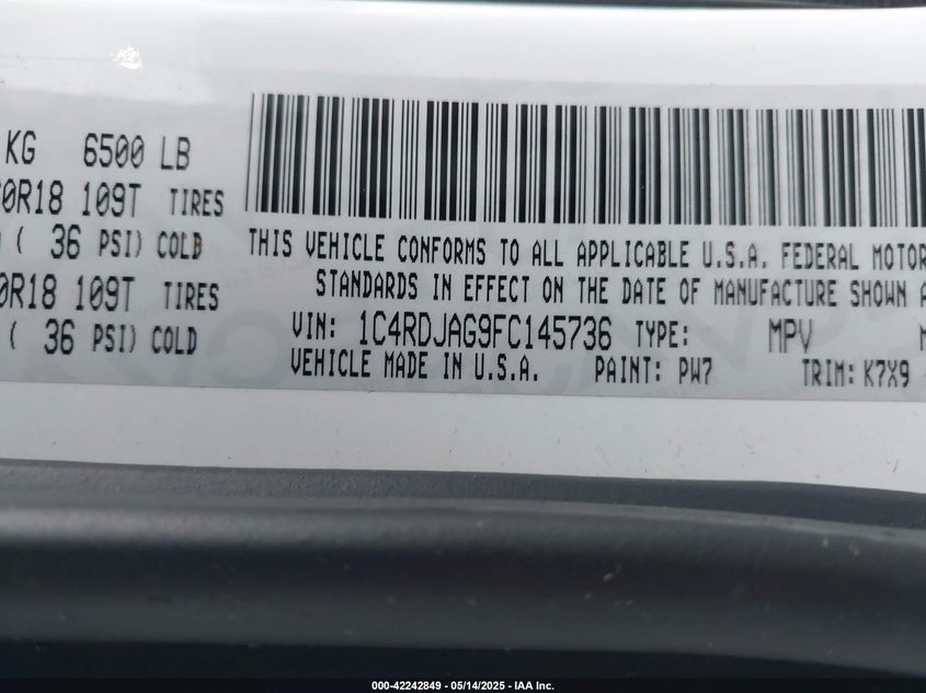 2015 DODGE DURANGO SXT - 1C4RDJAG9FC145736