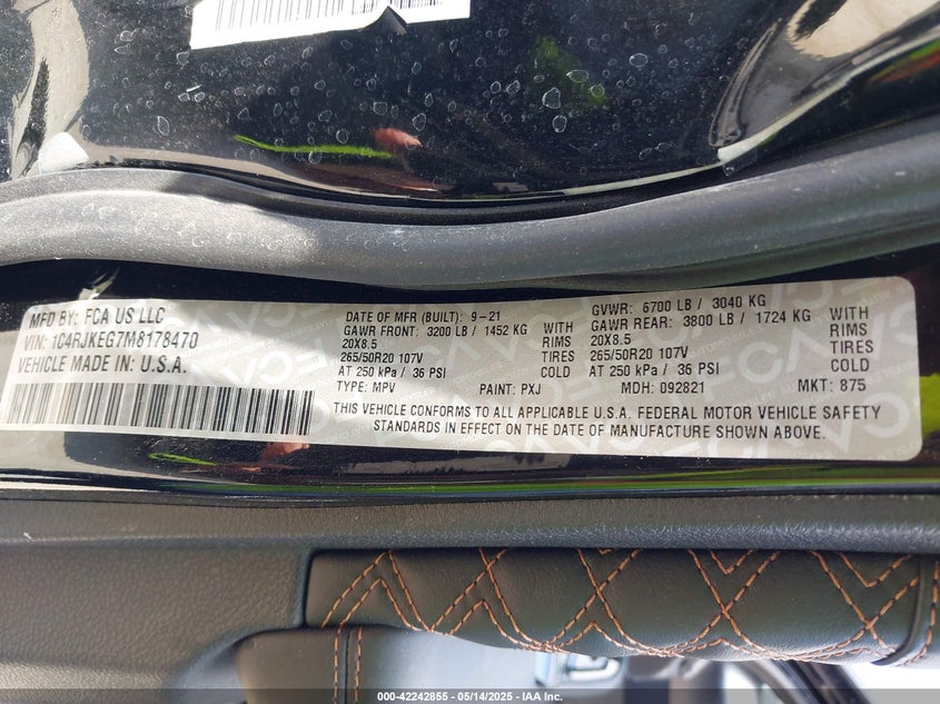 2021 JEEP GRAND CHEROKEE L SUMMIT 4X4 - 1C4RJKEG7M8178470