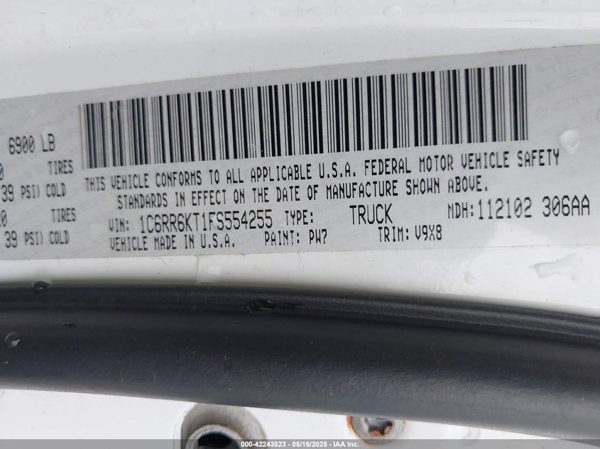 2015 RAM 1500 ST - 1C6RR6KT1FS554255