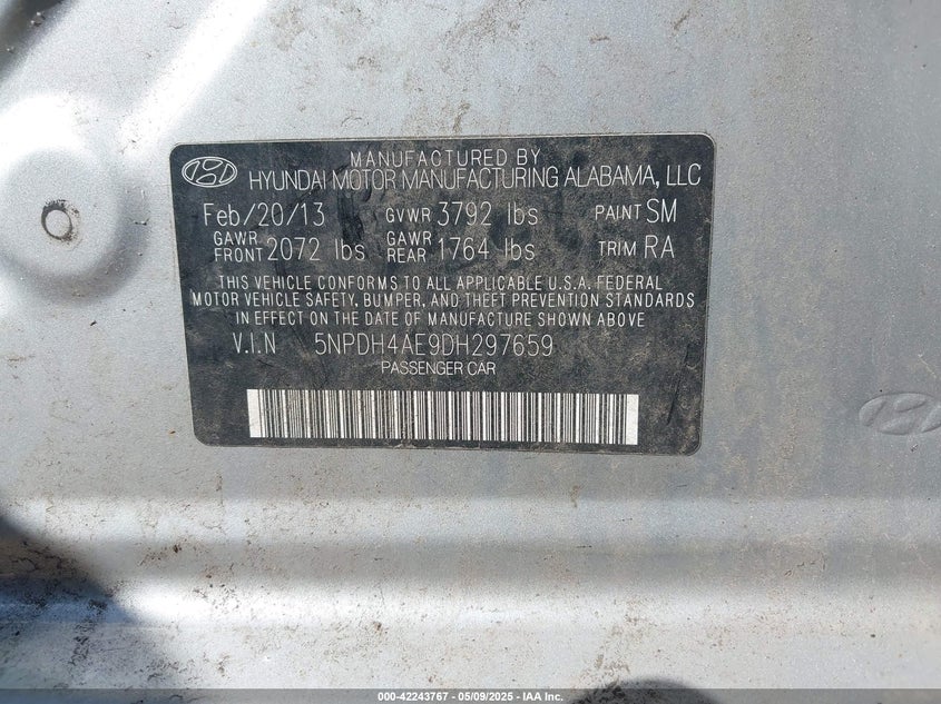 2013 HYUNDAI ELANTRA GLS - 5NPDH4AE9DH297659