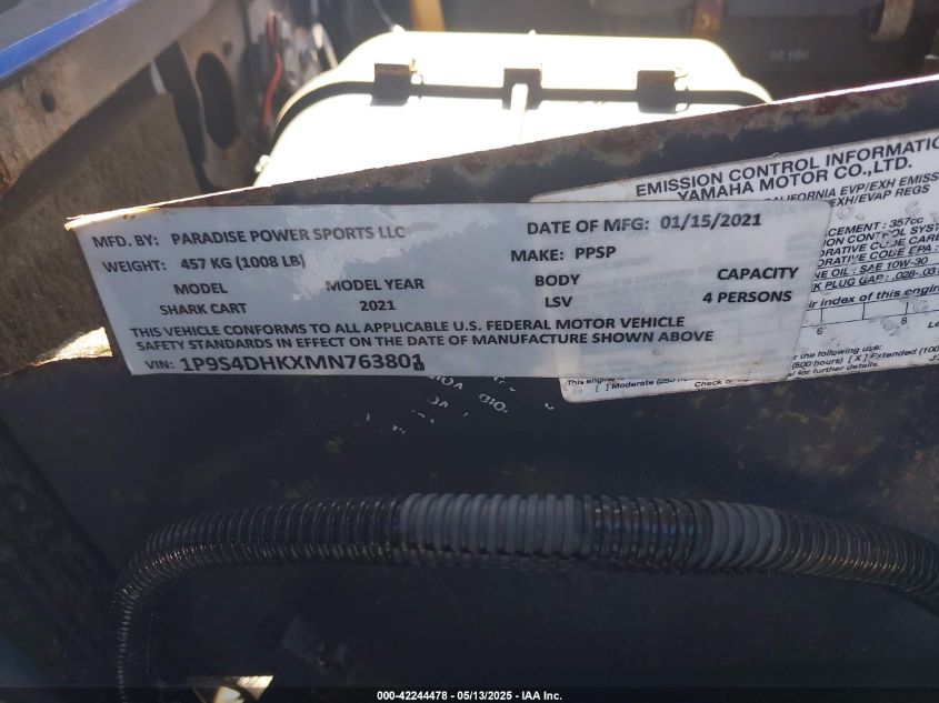 2021 Yamaha Psp VIN: 1P9S4DHKXMN763801 Lot: 42244478