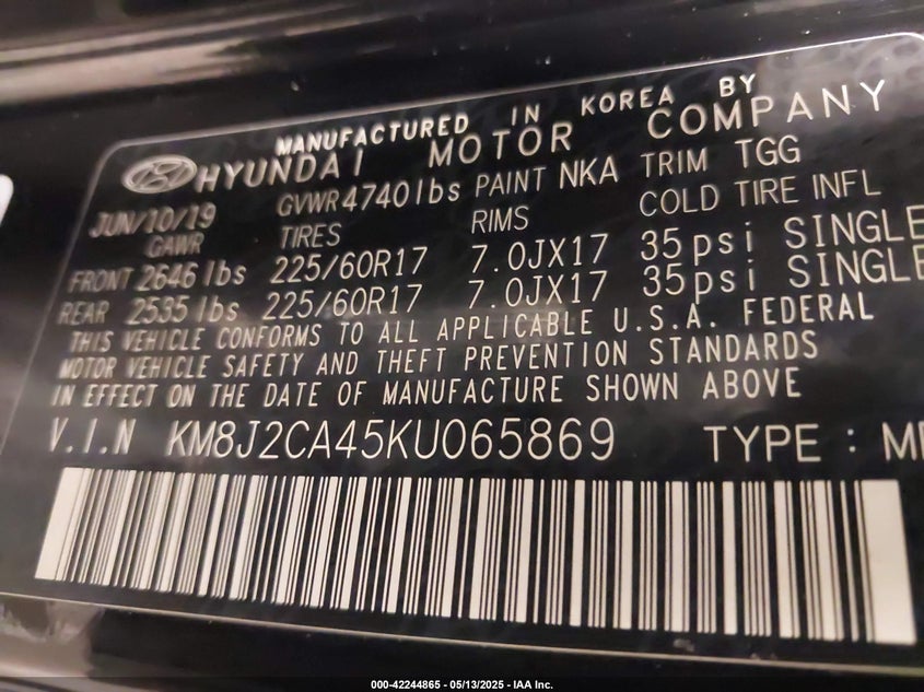 2019 HYUNDAI TUCSON SE - KM8J2CA45KU065869