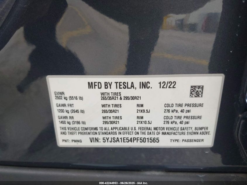 2023 Tesla Model S - 5YJSA1E54PF501565