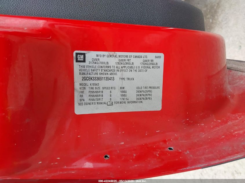 2009 Chevrolet Silverado 1500 Ltz VIN: 2GCEK333691135413 Lot: 42245025