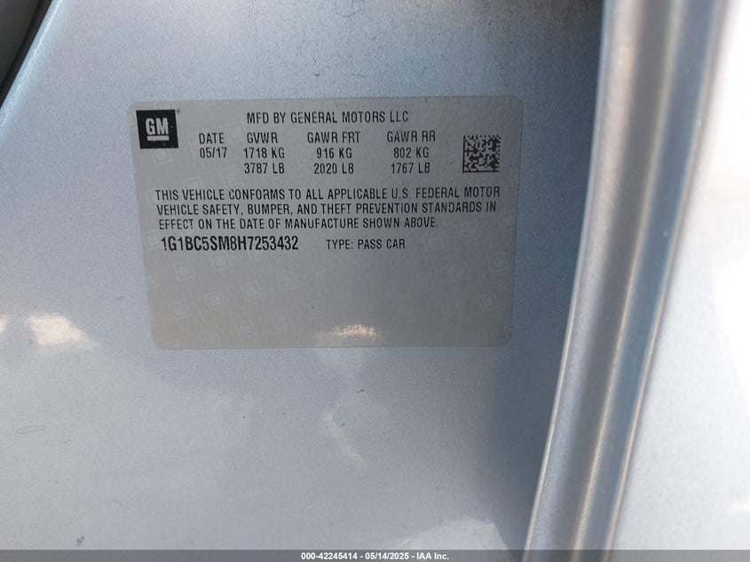 2017 CHEVROLET CRUZE LS AUTO - 1G1BC5SM8H7253432