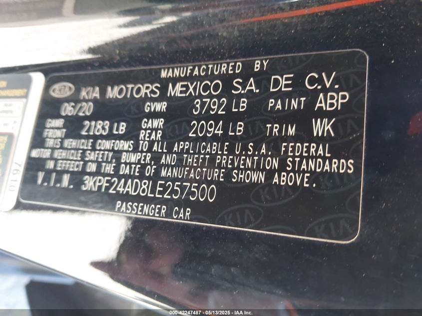 2020 KIA FORTE LXS - 3KPF24AD8LE257500