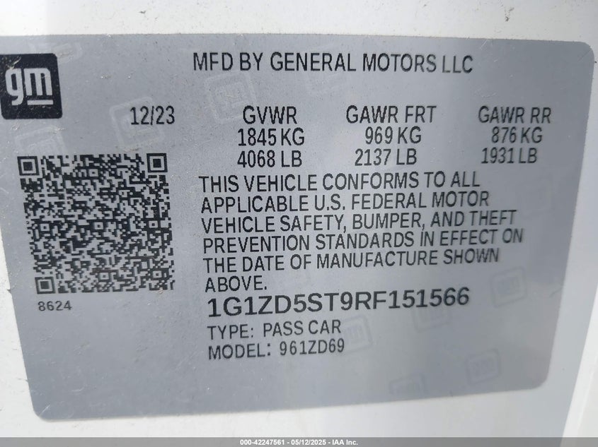 2024 CHEVROLET MALIBU FWD 1LT - 1G1ZD5ST9RF151566