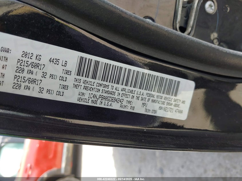 2016 JEEP PATRIOT SPORT SE - 1C4NJPBA0GD694242