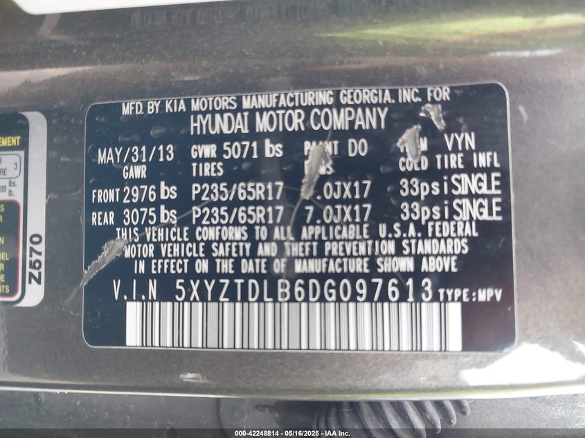 2013 HYUNDAI SANTA FE SPORT - 5XYZTDLB6DG097613