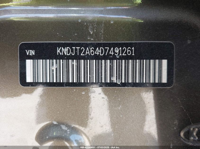 2013 Kia Soul + VIN: KNDJT2A64D7491261 Lot: 42249801