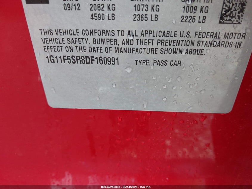 2013 CHEVROLET MALIBU 2LT - 1G11F5SR8DF160991