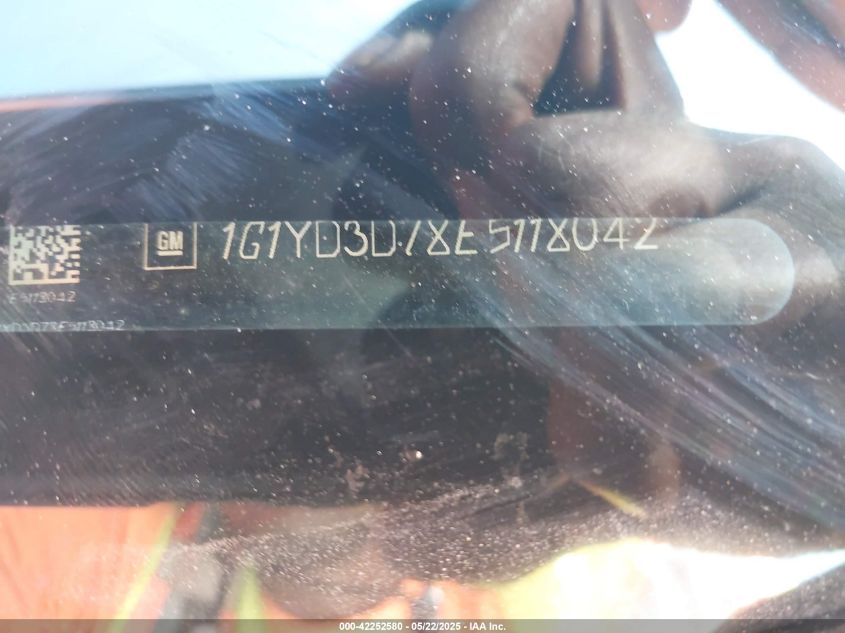 2014 Chevrolet Corvette VIN: 1G1YB3B78E5118042 Lot: 42252580