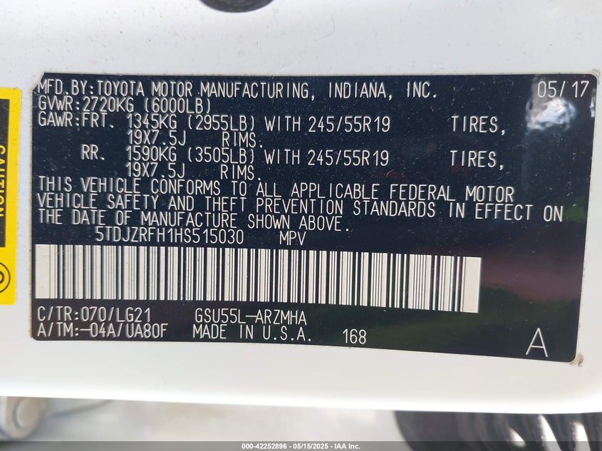 2017 TOYOTA HIGHLANDER SE - 5TDJZRFH1HS515030