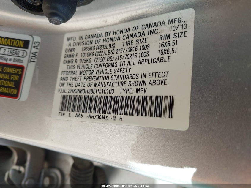 2014 HONDA CR-V LX - 2HKRM3H38EH510103