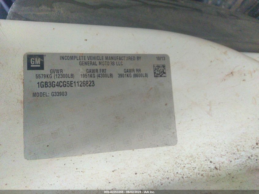 2014 Chevrolet Express Cutaway 3500 VIN: 1GB3G4CG5E1126823 Lot: 42253355