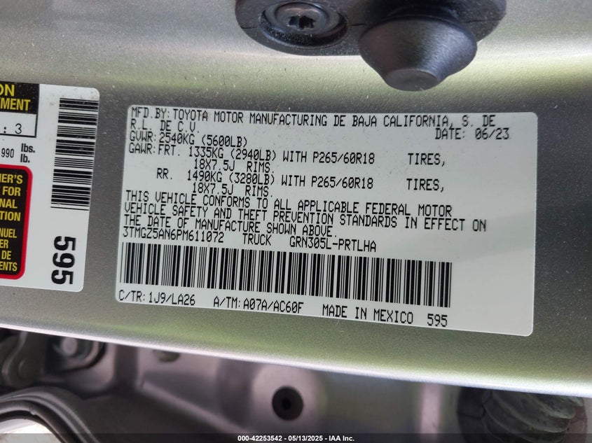 2023 TOYOTA TACOMA LIMITED - 3TMGZ5AN6PM611072