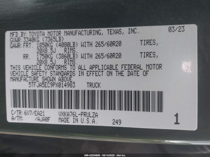 2023 Toyota Tundra - 5TFJA5EC9PX014983