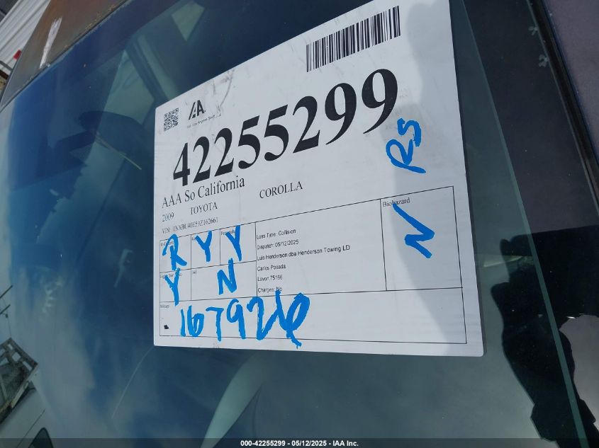 2009 Toyota Corolla S VIN: 1NXBU40E59Z162661 Lot: 42255299