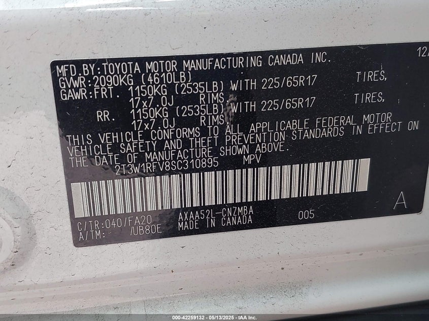 2025 TOYOTA RAV4 XLE - 2T3W1RFV8SC310895