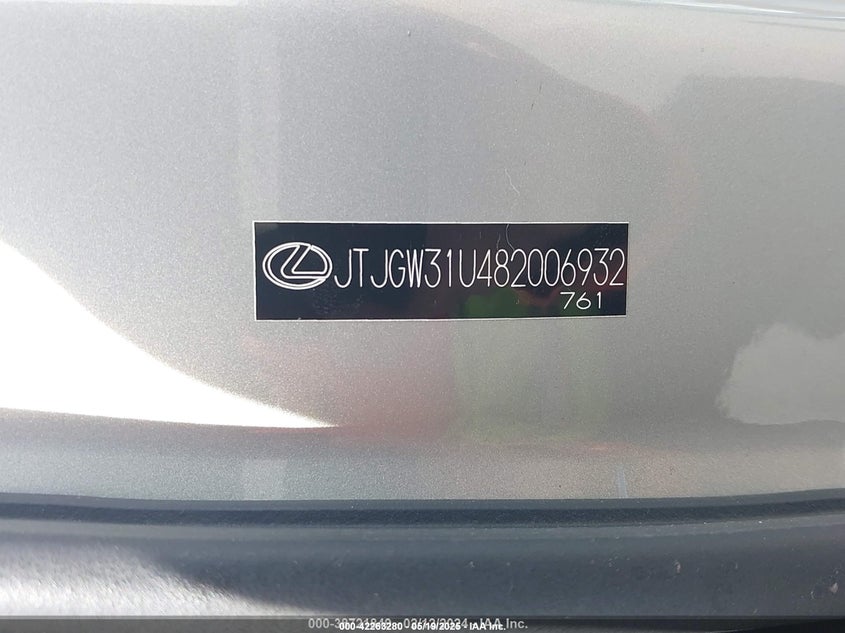 2008 Lexus Rx 400H VIN: JTJGW31U482006932 Lot: 42263280