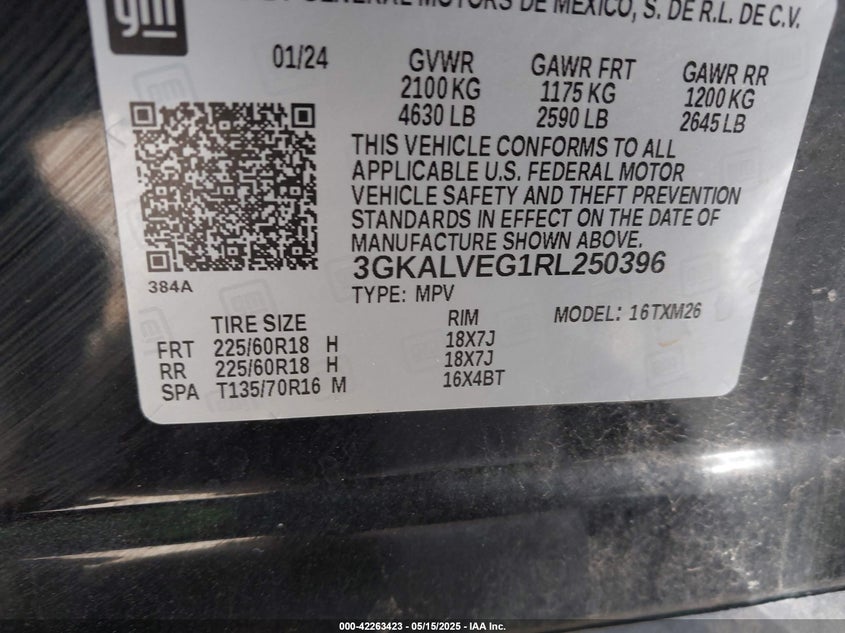 2024 GMC TERRAIN AWD SLT - 3GKALVEG1RL250396