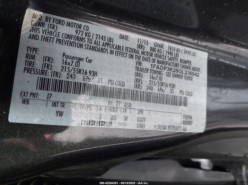 2016 FORD FOCUS SE - 1FADP3K28GL236942