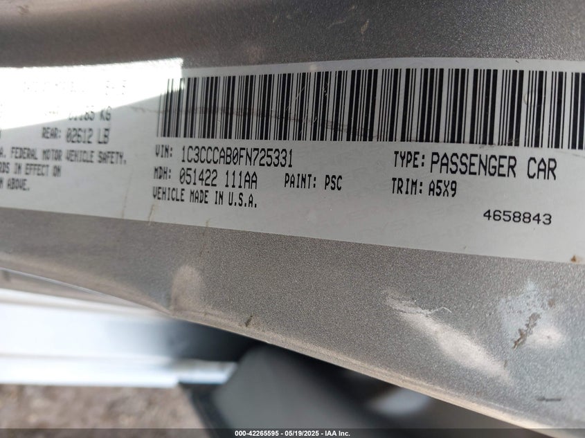 2015 CHRYSLER 200 LIMITED - 1C3CCCAB0FN725331