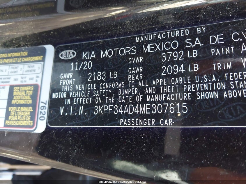 2021 KIA FORTE GT-LINE - 3KPF34AD4ME307615