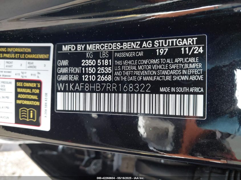 2024 Mercedes-Benz C-Class - W1KAF8HB7RR168322