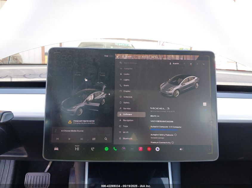 2019 Tesla Model 3 Long Range/Mid Range/Standard Range/Standard Range Plus VIN: 5YJ3E1EA6KF302368 Lot: 42269334
