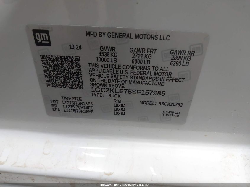 2025 Chevrolet Silverado 2500 - 1GC2KLE75SF157985