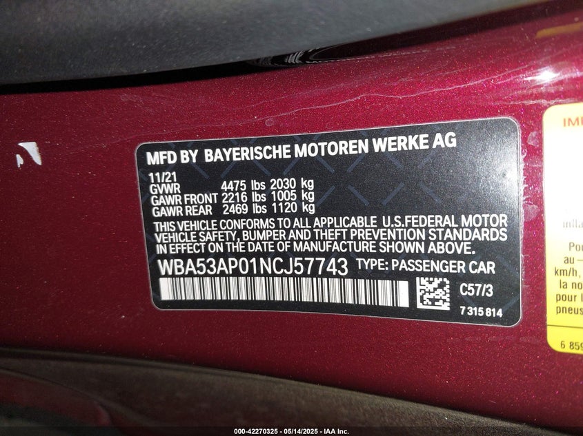 2019 BMW X3 VIN: 5UXTR7C54KLF32275