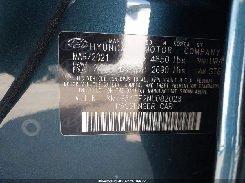 2022 Genesis G70 3.3T Rwd VIN: KMTG54TE2NU082023 Lot: 42271871