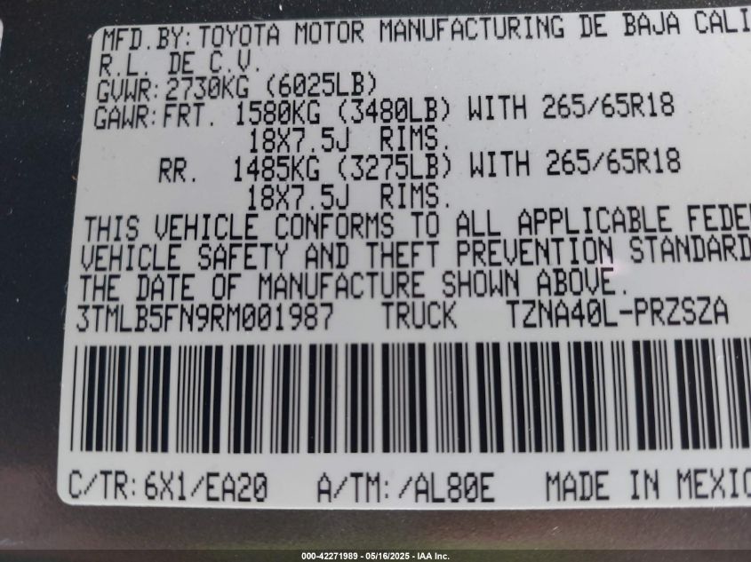 2024 Toyota Tacoma - 3TMLB5FN9RM001987