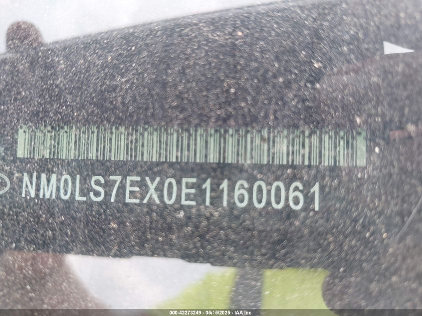 2014 Ford Transit Connect Xl VIN: NM0LS7EX0E1160061 Lot: 42273249