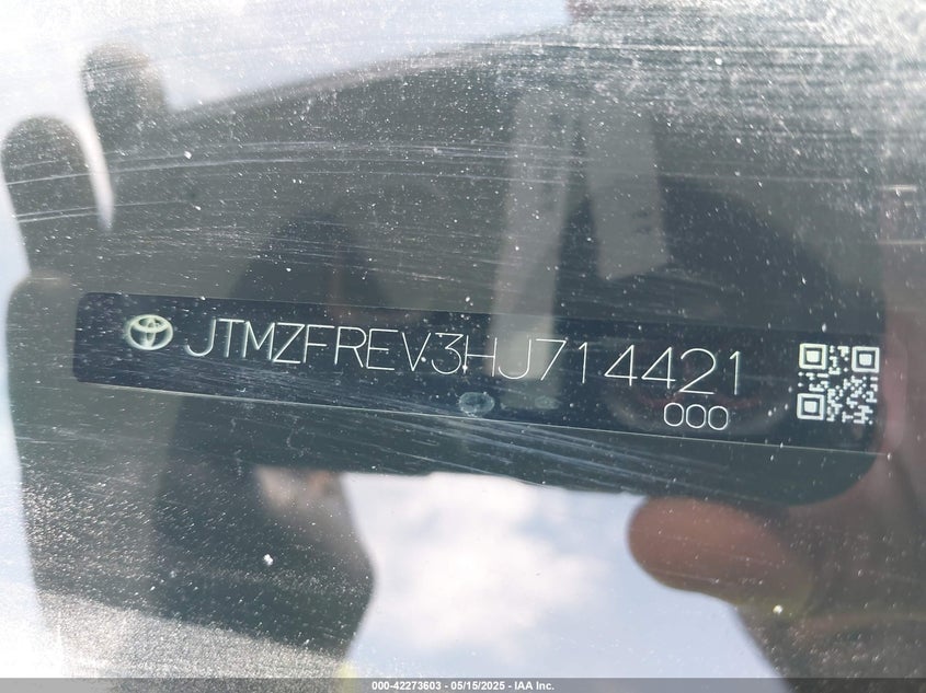 2017 TOYOTA RAV4 VIN: JTMZFREV3HJ714421