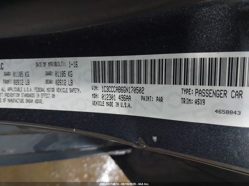 2016 CHRYSLER 200 LIMITED - 1C3CCCAB6GN170502