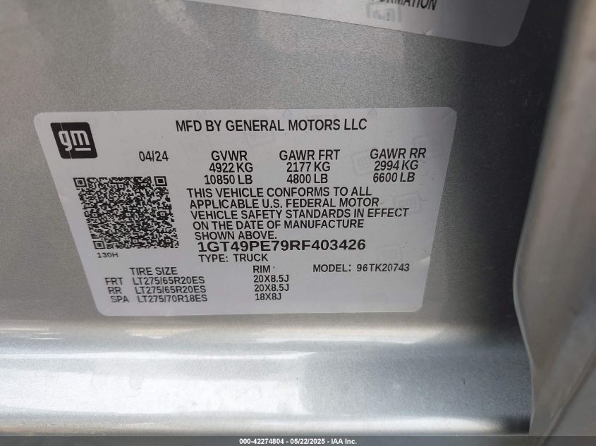 2024 GMC Sierra - 1GT49PE79RF403426